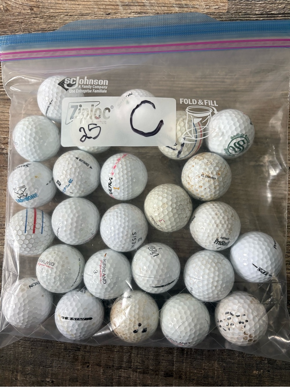 Assortment of 25 of ‘Experienced’ White Golf Balls -  Bag ‘C’